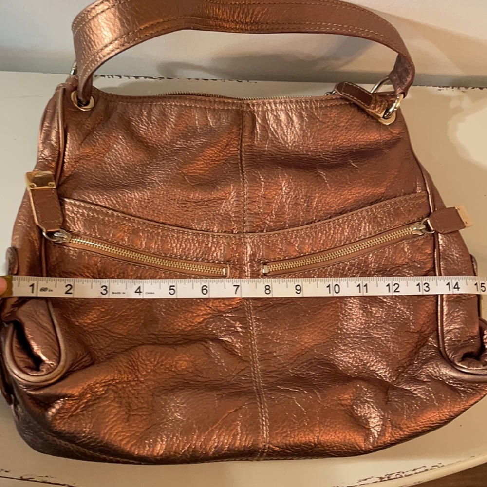 Authentic Michael Kors Metallic Copper Soft Leather Shoulder Bag Purse - Picture 13 of 15